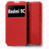 Funda para Xiaomi Redmi 9C carcasa de cuero tipo libro funcion soporte con ventana y cierre de iman Color Rojo