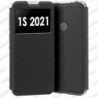 Funda para Alcatel 1S 2021 carcasa de cuero tipo libro funcion soporte con ventana y cierre de iman Color Negro