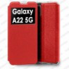 Funda para Samsung Galaxy A22 5G carcasa de cuero tipo libro funcion soporte con ventana y cierre de iman Color Rojo