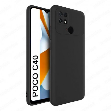 Funda carcasa para Xiaomi Poco C40 Gel TPU Liso mate Color Negro
