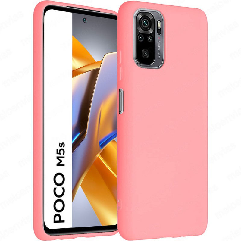 Funda Carcasa Xiaomi Poco M5s Silicona Gel TPU Liso Mate Color Rosa