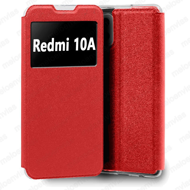 Funda carcasa para Xiaomi Redmi 10A Libro Estuche Funcion Soporte Color Rojo