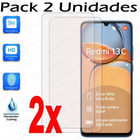 Pack 2 Unidades Cristal Templado Protector Pantalla Para Xiaomi Redmi 13C Vidrio 100% Transparente