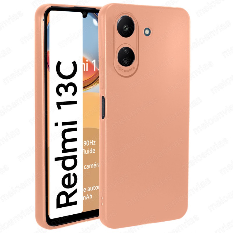 Funda Xiaomi Redmi 13C Carcasa 3D Cubre Camara Forro Silicona Gel TPU Flexible Liso Mate Color Rosa