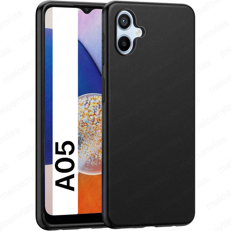 Funda Samsung Galaxy A05 Carcasa Forro Silicona Gel TPU Flexible Liso Mate Color Negro