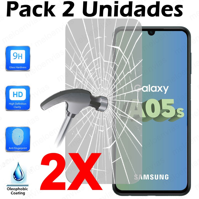 Pack 2 Unidades Cristal Templado Protector Pantalla Para Samsung Galaxy A05s Vidrio 100% Transparente