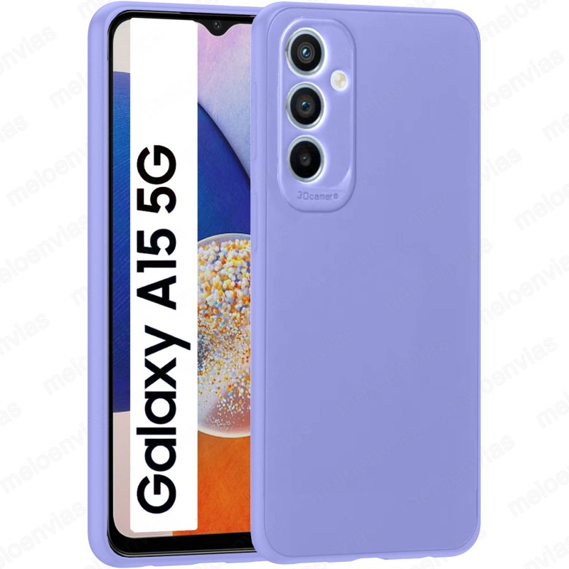 copy of Funda Samsung Galaxy A15 4G / 5G Carcasa 3D Cubre Camara Forro Silicona Gel TPU Flexible Liso Mate Color Morado