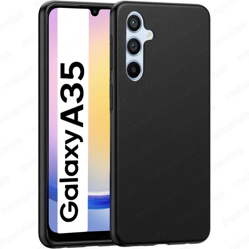 Funda Samsung Galaxy A35 5G Carcasa Forro Silicona Gel TPU Flexible Liso Mate Color Negro