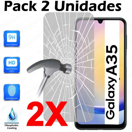 Pack 2 Unidades Cristal Templado Protector Pantalla Para Samsung Galaxy A35 5G Vidrio 100% Transparente