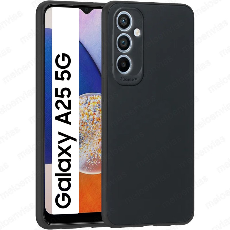 Funda Samsung Galaxy A25 5G Carcasa 3D Cubre Camara Forro Silicona Gel TPU Flexible Liso Mate Color Negro
