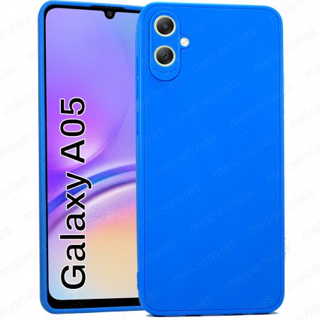 Funda Samsung Galaxy A05 Carcasa 3D Cubre Camara Forro Silicona Gel TPU Flexible Liso Mate Color Azul