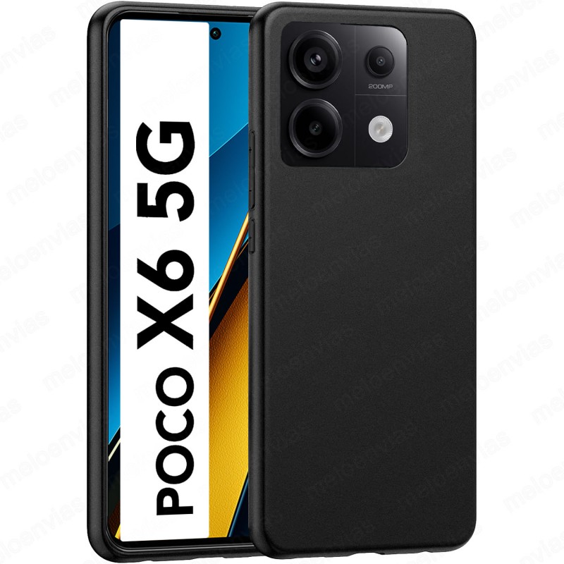 Funda Xiaomi Poco X6 5G Carcasa Forro Silicona Gel TPU Flexible Liso Mate Color Negro
