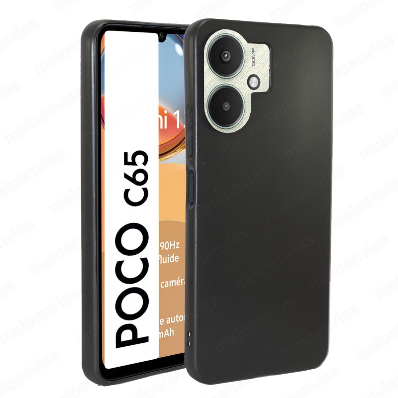 Funda Xiaomi Poco C65 Carcasa Forro Silicona Gel TPU Flexible Liso Mate Color Negro