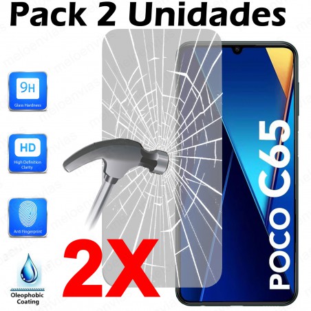 Pack 2 Unidades Cristal Templado Protector Pantalla Para Xiaomi Poco C65 Vidrio 100% Transparente