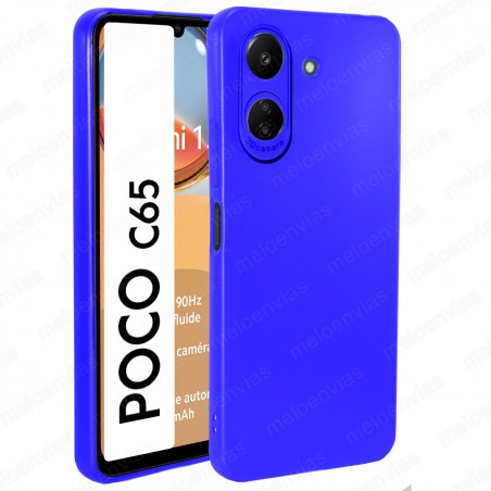 Funda Xiaomi Poco C65 Carcasa 3D Cubre Camara Forro Silicona Gel TPU Flexible Liso Mate Color Azul