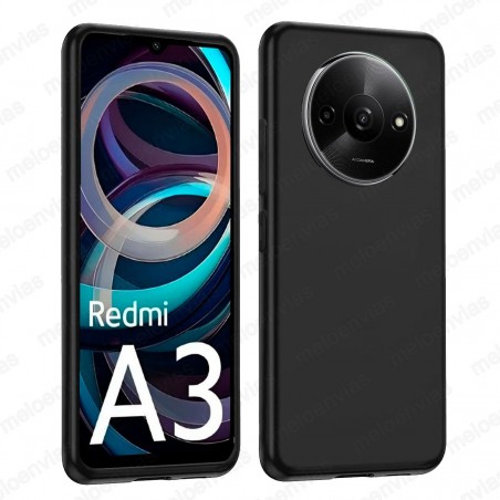 Funda Xiaomi Redmi A3 Carcasa Forro Silicona Gel TPU Flexible Liso Mate Color Negro
