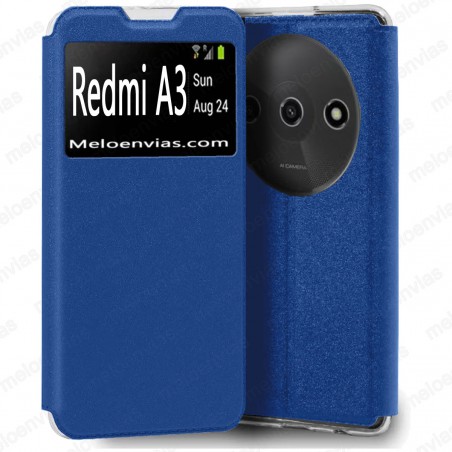 Funda Xiaomi Redmi A3 Carcasa Estuche Tipo Libro Con Tapa y Ventana Color Azul