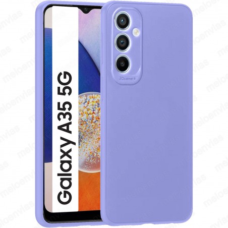 Funda Samsung Galaxy A35 5G Carcasa 3D Cubre Camara Forro Silicona Gel TPU Flexible Liso Mate Color Morado
