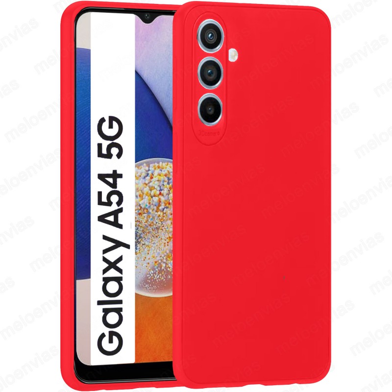 Funda Samsung Galaxy A54 5G Carcasa 3D Cubre Camara Forro Silicona Gel TPU Flexible Liso Mate Color Rojo