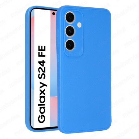 Funda Samsung Galaxy S24 FE Carcasa 3D Cubre Camara Forro Silicona Gel TPU Flexible Liso Mate Color Azul