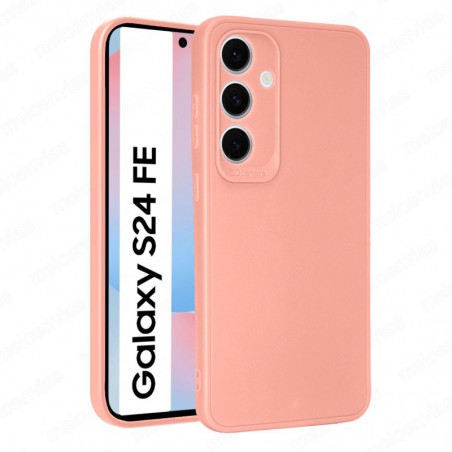 Funda Samsung Galaxy S24 FE Carcasa 3D Cubre Camara Forro Silicona Gel TPU Flexible Liso Mate Color Rosa