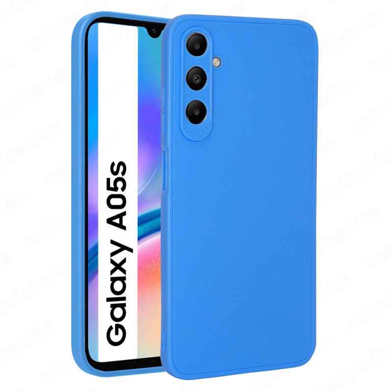 Funda Samsung Galaxy A05s Carcasa 3D Cubre Camara Forro Silicona Gel TPU Flexible Liso Mate Color Azul