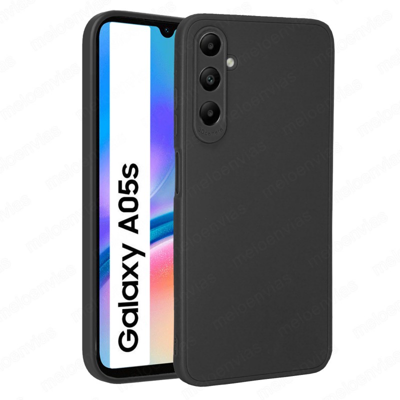 Funda Samsung Galaxy A05s Carcasa 3D Cubre Camara Forro Silicona Gel TPU Flexible Liso Mate Color Negro