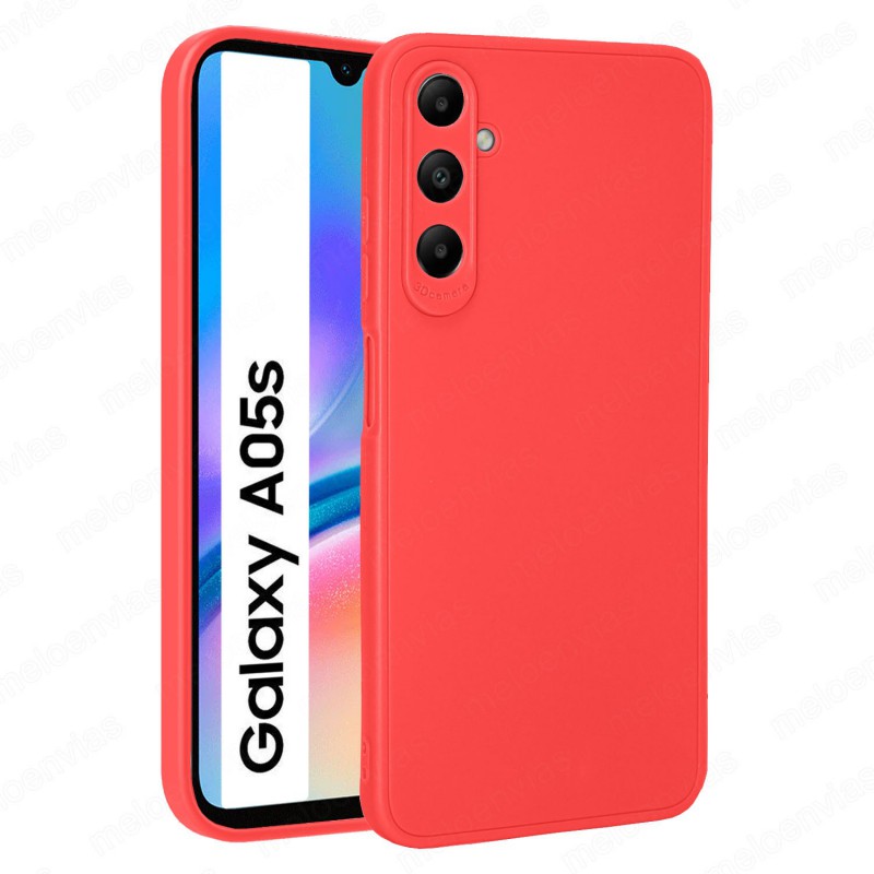 Funda Samsung Galaxy A05s Carcasa 3D Cubre Camara Forro Silicona Gel TPU Flexible Liso Mate Color Rojo