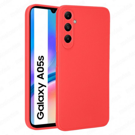Funda Samsung Galaxy A05s Carcasa 3D Cubre Camara Forro Silicona Gel TPU Flexible Liso Mate Color Rojo