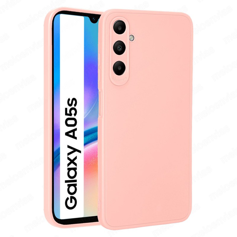 Funda Samsung Galaxy A05s Carcasa 3D Cubre Camara Forro Silicona Gel TPU Flexible Liso Mate Color Rosa