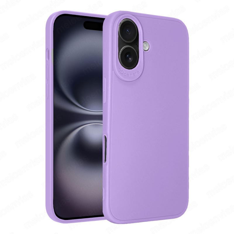 Funda iPhone 16 Plus Carcasa 3D Cubre Camara Forro Silicona Gel TPU Flexible Liso Mate Color Morado