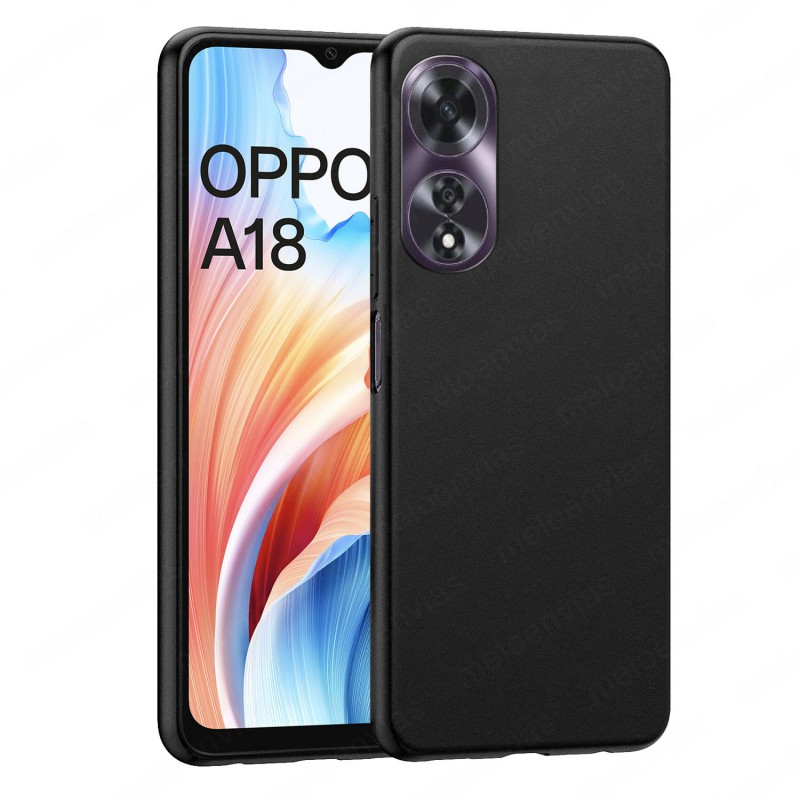 Funda Oppo A18 Carcasa Forro Silicona Gel TPU Flexible Liso Mate Color Negro