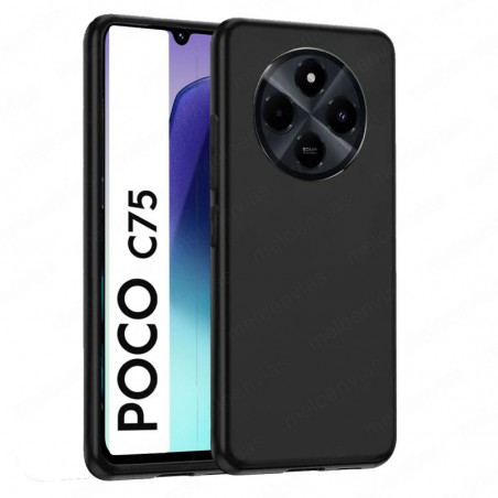 Funda Xiaomi Poco C75 Carcasa Forro Silicona Gel TPU Flexible Liso Mate Color Negro