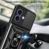 Funda Xiaomi Redmi 14C Carcasa Armadura, Antigolpes Armor, Color Negro, Anilla Giratoria, Tapa Camara Deslizante Color Azul