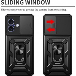 Funda Xiaomi Redmi 14C Carcasa Armadura, Antigolpes Armor, Color Negro, Anilla Giratoria, Tapa Camara Deslizante Color Negro