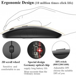 Ratón inalámbrico sin cable – Diseño ultrafino y ergonómico USB para Ordenador Portatil