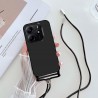 Funda con Cuerda para Xiaomi Redmi Note 14 5G, Carcasa Silicona Líquida Correa Colgante Ajustable Collar Cuello Cordón, Negro