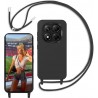 Funda con Cuerda para Xiaomi Redmi Note Pro 14 5G, Carcasa Silicona Correa Colgante Ajustable Collar Cuello Cordón, Negro