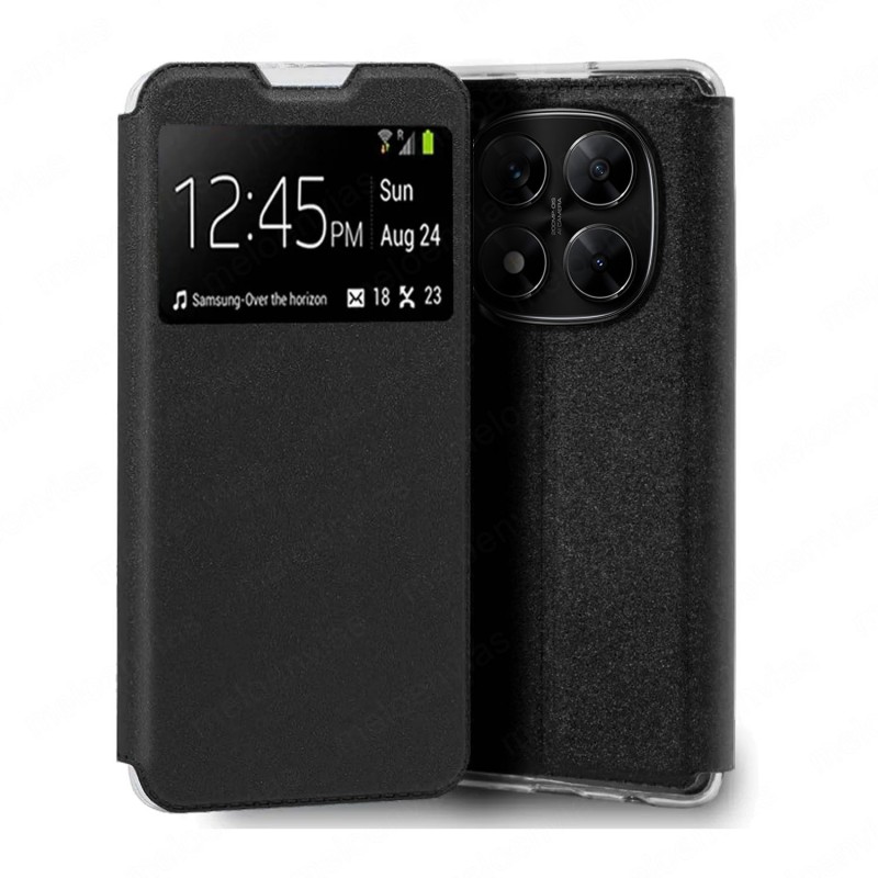 Funda para Xiaomi Poco X7 5G Libro Estuche con Tapa Funcion Soporte Ventana Cierre Iman Color Negro