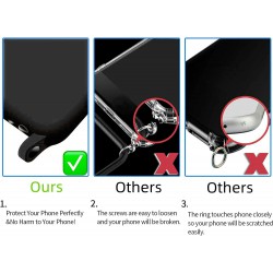 Funda para iPhone 16e Cuerda Carcasa Silicona Líquida con Cordón Colgante Negro