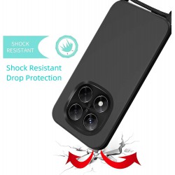 Funda para iPhone 16e Cuerda Carcasa Silicona Líquida con Cordón Colgante Negro