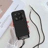 Funda para iPhone 16e Cuerda Carcasa Silicona Líquida con Cordón Colgante Negro