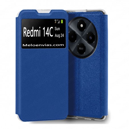 Funda para Xiaomi Redmi 14C Libro Estuche con Tapa Funcion Soporte Ventana Cierre Iman Color Negro