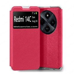 Funda para Xiaomi Redmi 14C Libro Estuche con Tapa Funcion Soporte Ventana Cierre Iman Color Negro