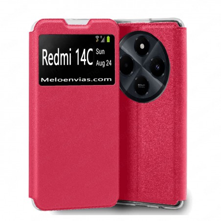 Funda para Xiaomi Redmi 14C Libro Estuche con Tapa Funcion Soporte Ventana Cierre Iman Color Negro
