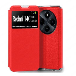 Funda para Xiaomi Redmi 14C Libro Estuche con Tapa Funcion Soporte Ventana Cierre Iman Color Negro