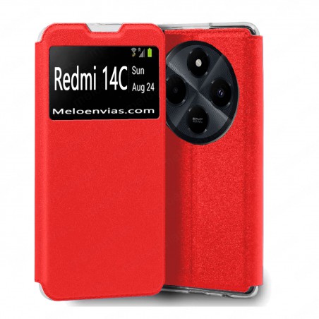 Funda para Xiaomi Redmi 14C Libro Estuche con Tapa Funcion Soporte Ventana Cierre Iman Color Negro