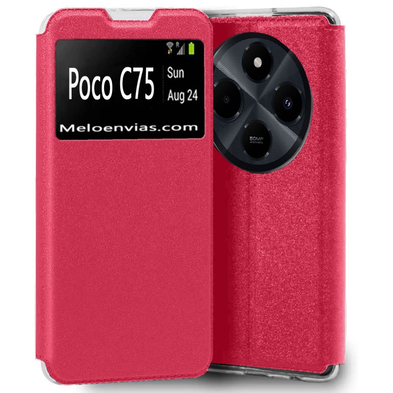 Funda para Xiaomi Poco C75 Libro Estuche con Tapa Funcion Soporte Ventana Cierre Iman Color Negro