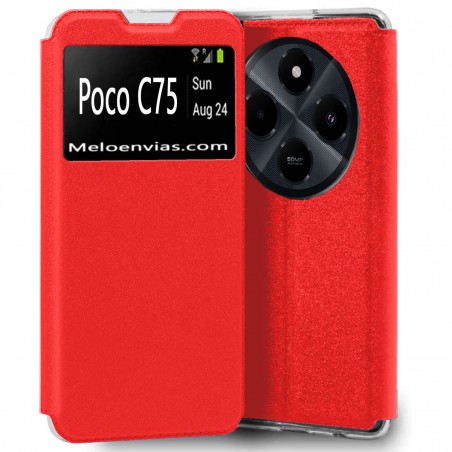 Funda para Xiaomi Poco C75 Libro Estuche con Tapa Funcion Soporte Ventana Cierre Iman Color Negro