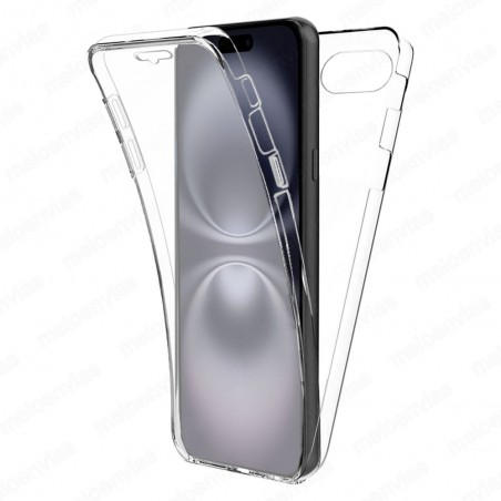 Funda para iPhone 16e Carcasa 360 Grados Doble Cara, 2 Piezas Delantera + Trasera, Proteccion Completa, Transparente